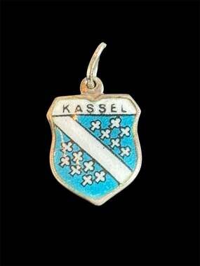 Vtg 800 Silver German Enamel Travel Charm Kassel